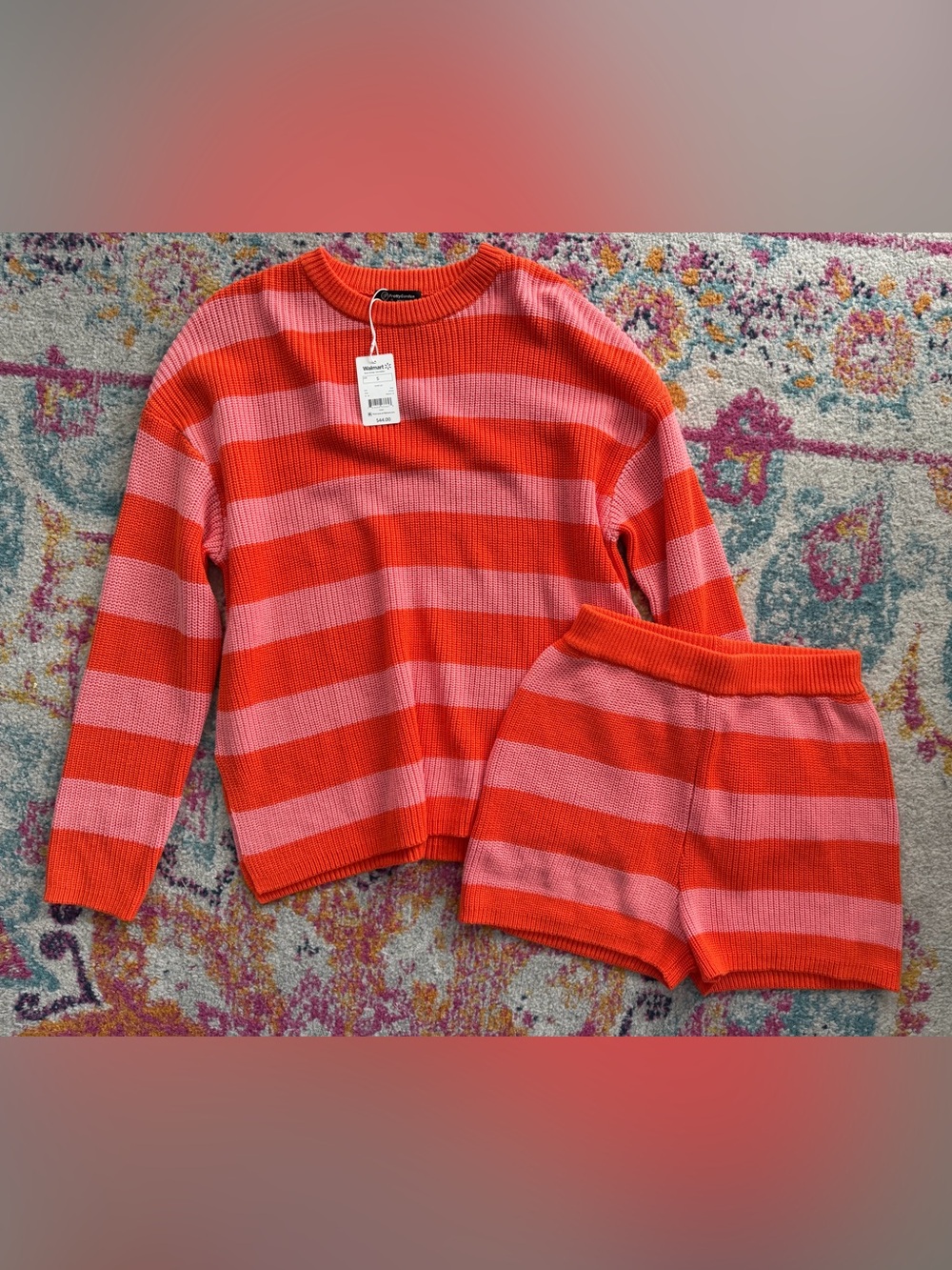 Striped Sweater Shorts Set